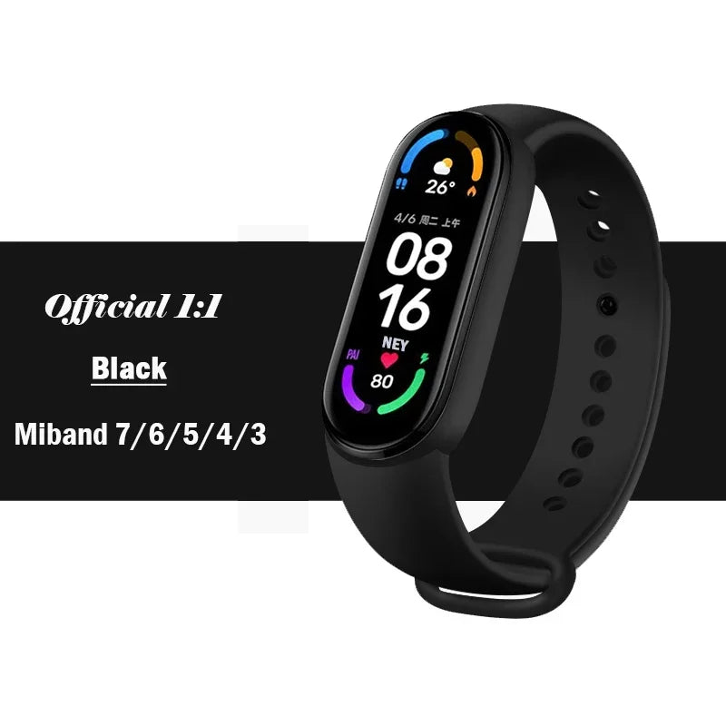 official Silicone Strap For Xiaomi Mi Band 4 5 6 7 Bracelet Sport Watch Wristband Miband4 miband7 Correa Mi band 3 4 5 6 7 Band