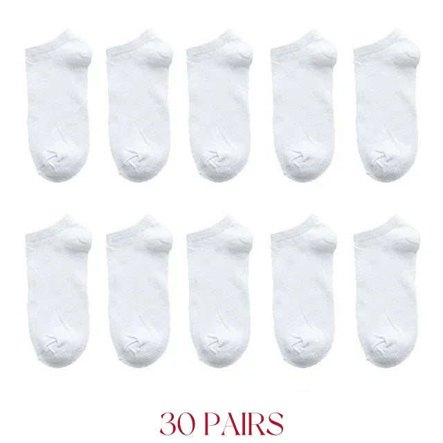 50/30/20/10/5Pcs/ Men's Socks Spring Summer Thin Breathable Soft Polyester Cotton Socks Black Casual Business Ankle Boat Socks S