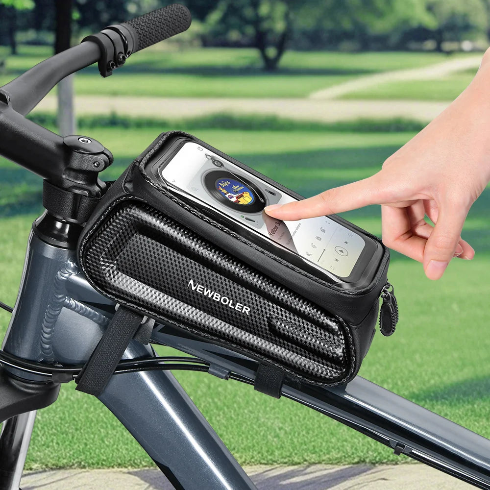 NEWBOLER Bicycle Bag Cycling Top Front Tube Frame Bag Waterproof 6.5 Inches Phone Case Storage Touch Screen MTB Road Bike Bag