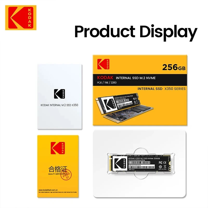 KODAK SSD M2 NVME Gen3X4 PCIE3.0 2280 M.2 M Key Internal Solid State Hard Drive Read Speed Up to 2500MB/s for Desktop Laptop