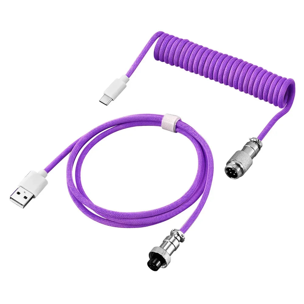 Aviator Coiling Cable Type C USB Port Mechanical Keyboard Cable for Gaming and Desktop Computers