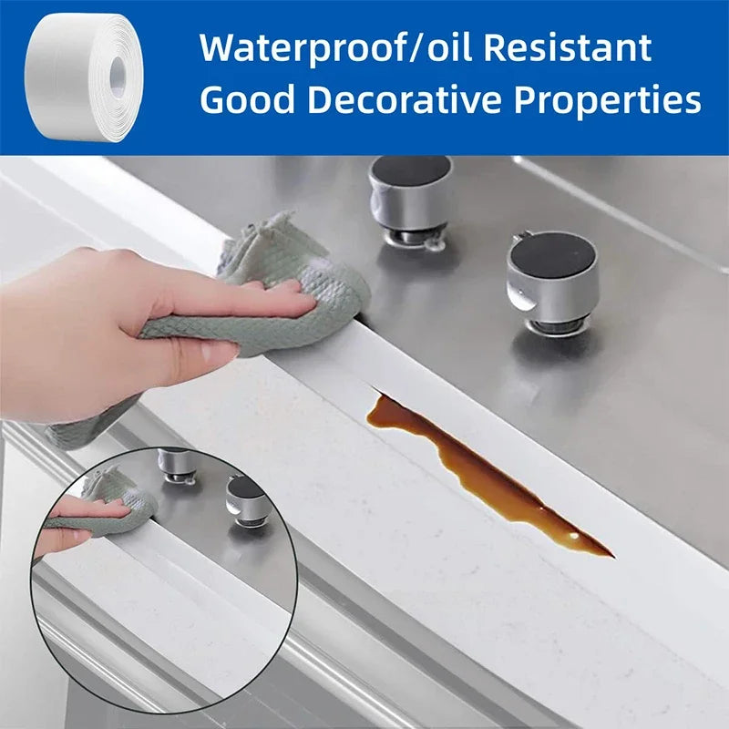 Sealed Self-adhesive Waterproof PVC Sticker,self-adhesive Waterproof Tape,Bathroom & Shower Sealing TapeForKitchen, Shower, Sink