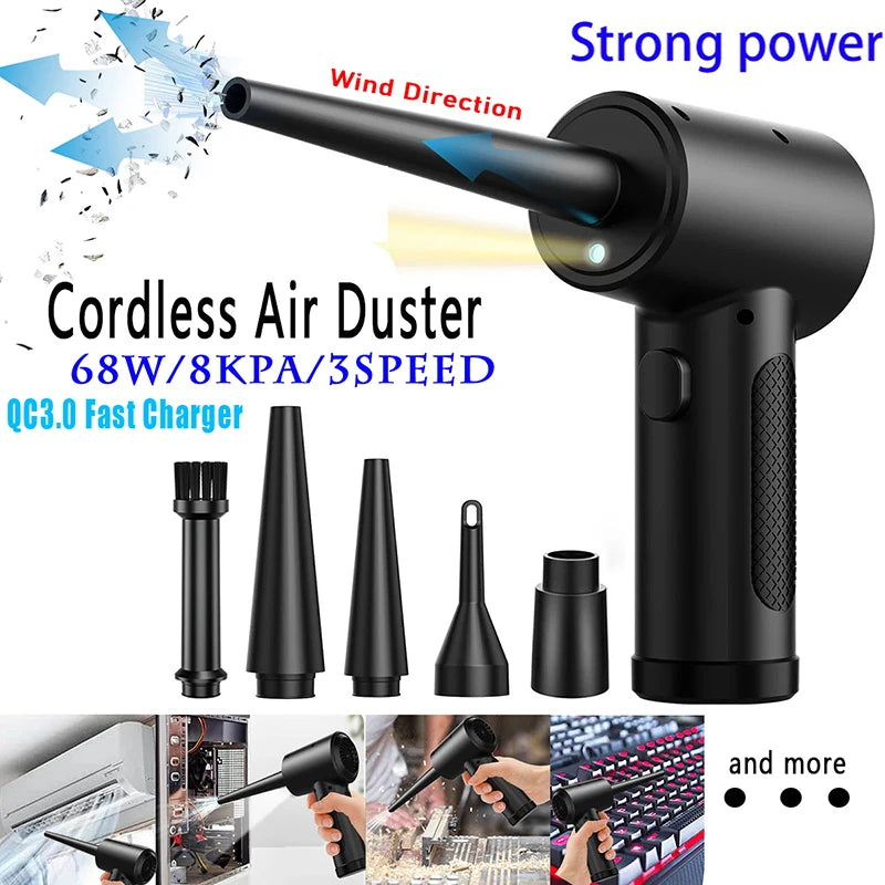 Compressed Air Duster For Computer Keyboard 51000 RPM Mini Electric Cordless PC Car Cleaner Wireless Air Blower