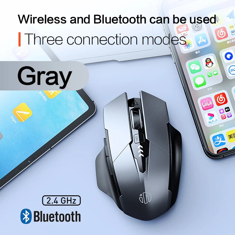 Bluetooth Compatible Mouse Rechargeable 2.4G INPHIC Wireless Mouse Office Mute Support PC Laptop Tablet Smartphone Universal
