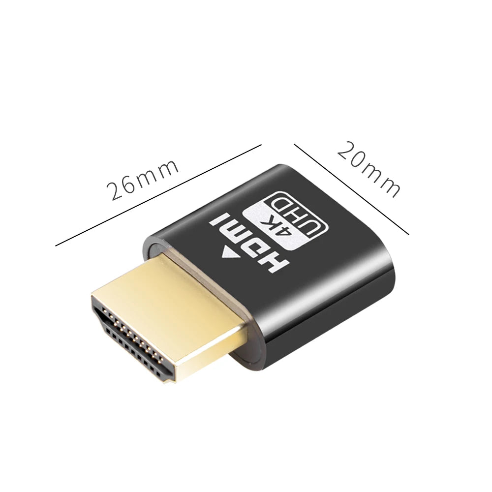 HDMI-compatible VGA Virtual Display Adapter 4K 1.4 DDC EDID Dummy Plug Headless Ghost Display Emulator Video Card Lock Plate