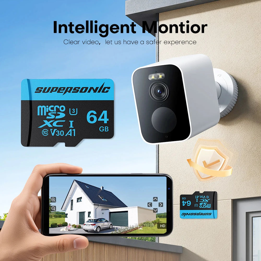 Supersonic Micro SD Card C10  32GB 64GB 128GB 256GB U3 4K High Speed Cartao De Memoria Flash Memory TF Mecard C10