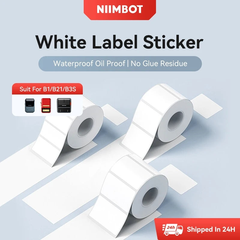 NIIMBOT B21/B1/B3S Full white series Thermal Label Sticker Paper Printable 20-50mm