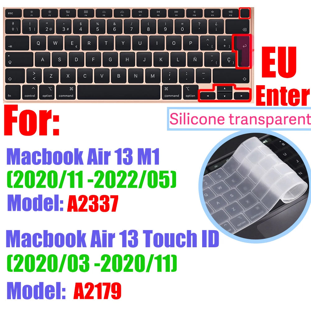 CaseBuy Premium Silicone Keyboard Cover Ultra Thin for MacBook Pro 14 16" M4 M3 M2 M1 Pro/Max, Air 15" 13.6" M3 M2, Cl