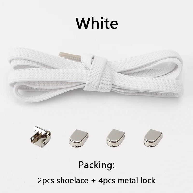 No Tie Shoe Laces Flat Elastic Shoelaces for Sneakers Tieless Shoelace Expand Shoestrings One Size Fits All Adult and Kids Shoes