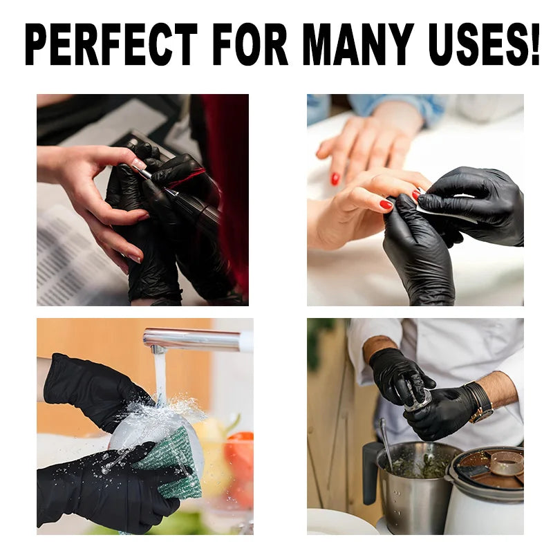 20/50/100PCS Disposable Black Nitrile Gloves for Household Use Latex Free Powder Free Cleaning Gloves Tattoo  Hairdressing Tools