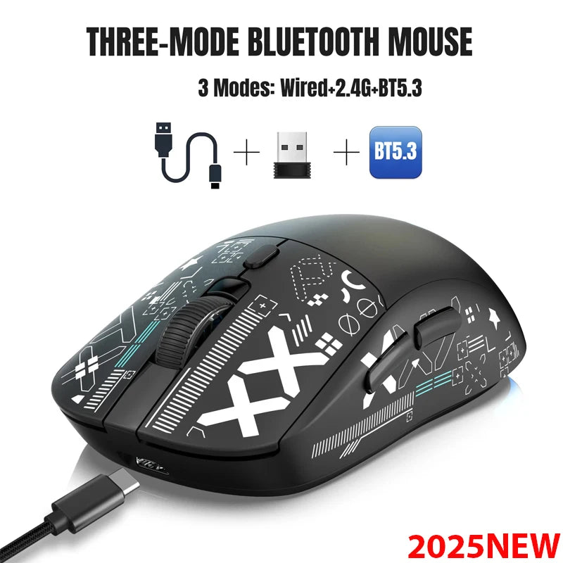 2025New Many Modes Bluetooth Gaming Mouse Rechargeable 2.4G USB Wireless RGB Backlight Mouse for iPad Tablet Laptop Computer