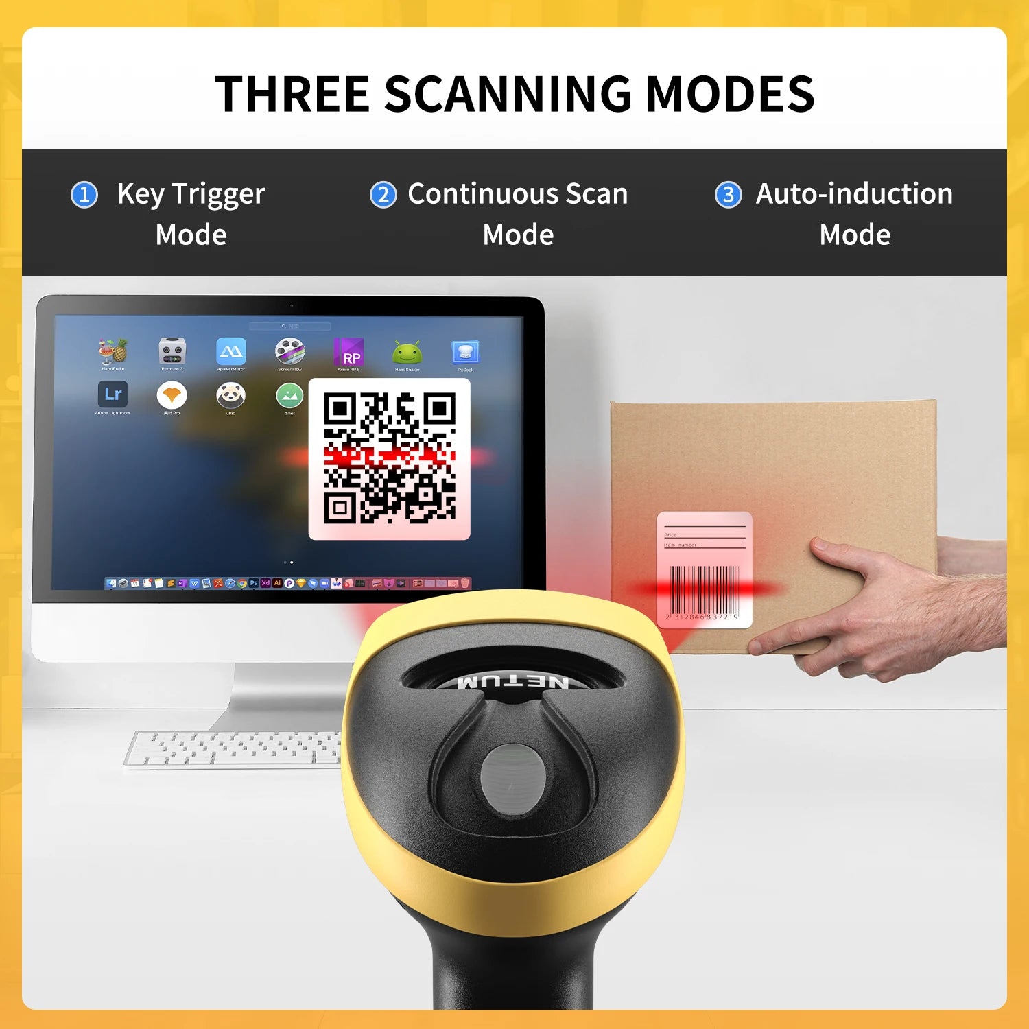NETUM L8BLPro  Blueooth Wireless 2D Barcode Scanner and L5 Wired QR Barcode Reader PDF417 Automatic Sensing for Pos Scanning