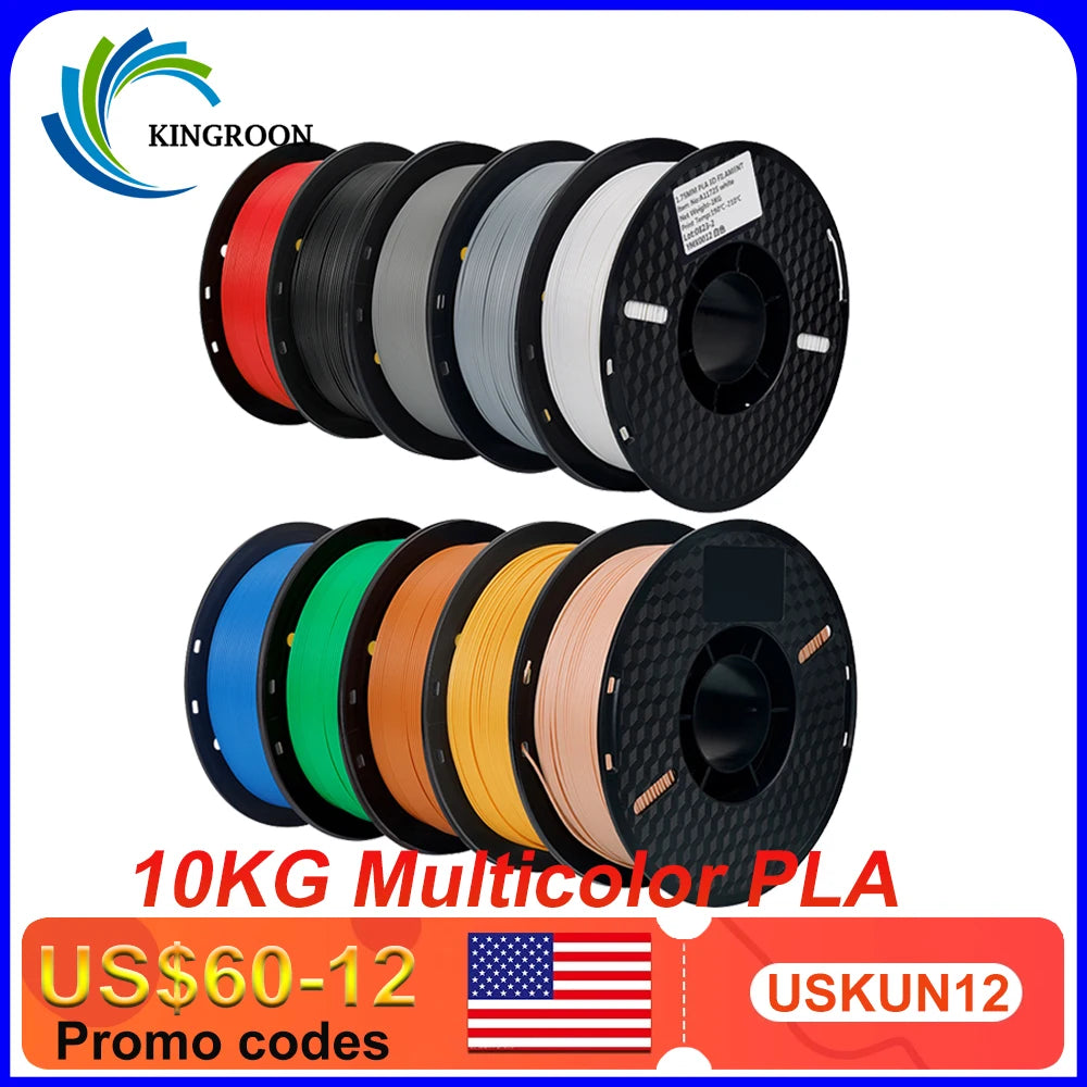 10KG/22LBS Multicolor PLA filament 1KG/Roll 1.75mm For 3D Printer Material for 3D Printing 3D Printer Filament Free Shipping