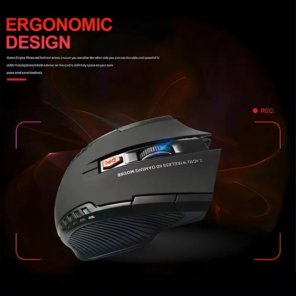 2.4GHz Wireless Mouse Adjustable DPI Mouse 6 Buttons Optical Gaming Mouse Gamer Wireless Mice with USB Receiver for Computer PC