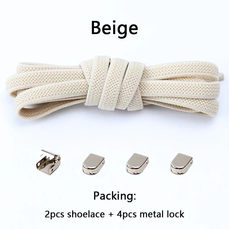 No Tie Shoe Laces Flat Elastic Shoelaces for Sneakers Tieless Shoelace Expand Shoestrings One Size Fits All Adult and Kids Shoes