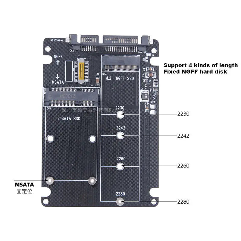 M.2 Converting Solid-state SSD to Sata3 External Hard Disk Box Ngff Msata to Serial Port Conversion Card Dual-use Two-in-One