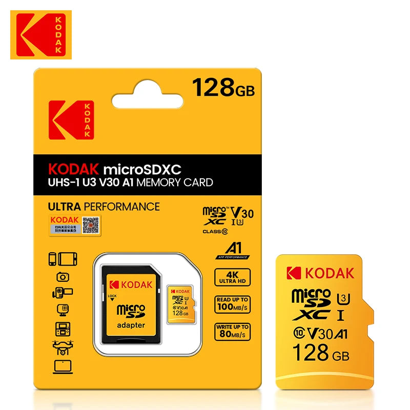 Kodak Micro SD 128GB SD card 32GB flash drive Memory Card 64G class 10 U3 4K cartao de memoria 128G micro sd memory card