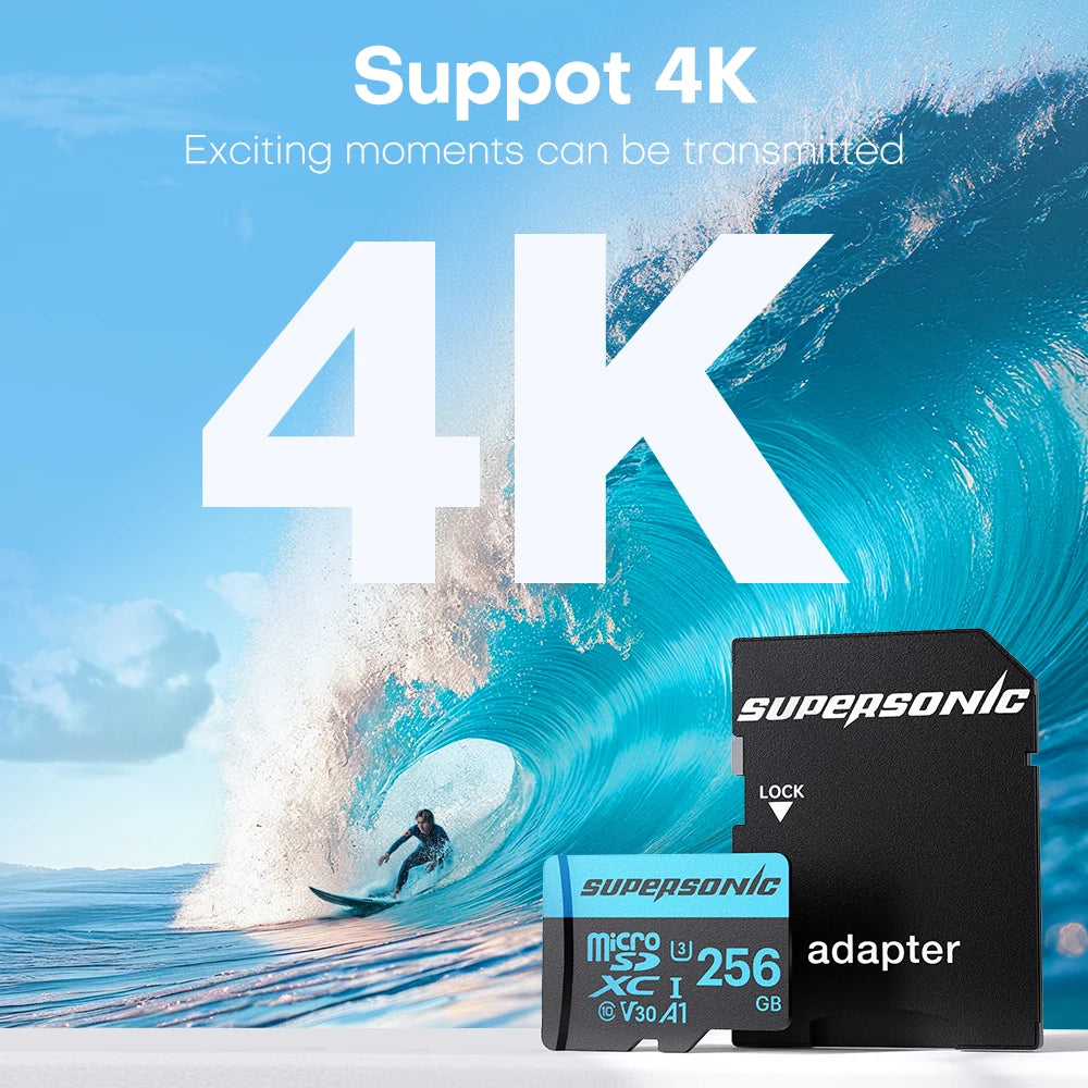 Supersonic High Speed Mini SD Memory Card 256GB Class 10 Micro TF flash usb pen drive card  32GB 64GB 128GB for Smartphone