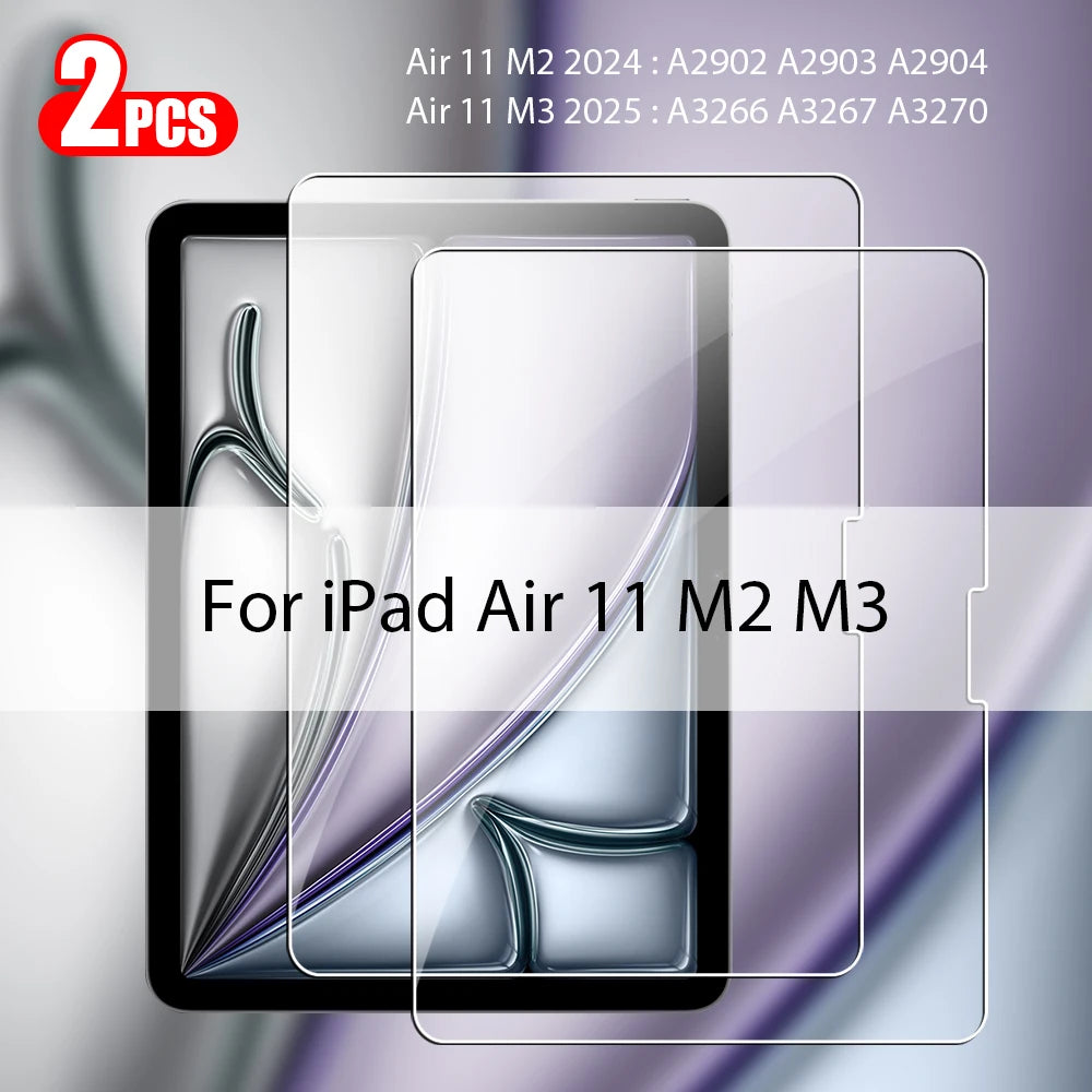 2Pcs Tempered Glass Screen Protector For Ipad Pro 13 12.9 M4 Air 11 M3 M2 5 4 Mini 6 7 9 9th 10 10th Generation A16 Accessories
