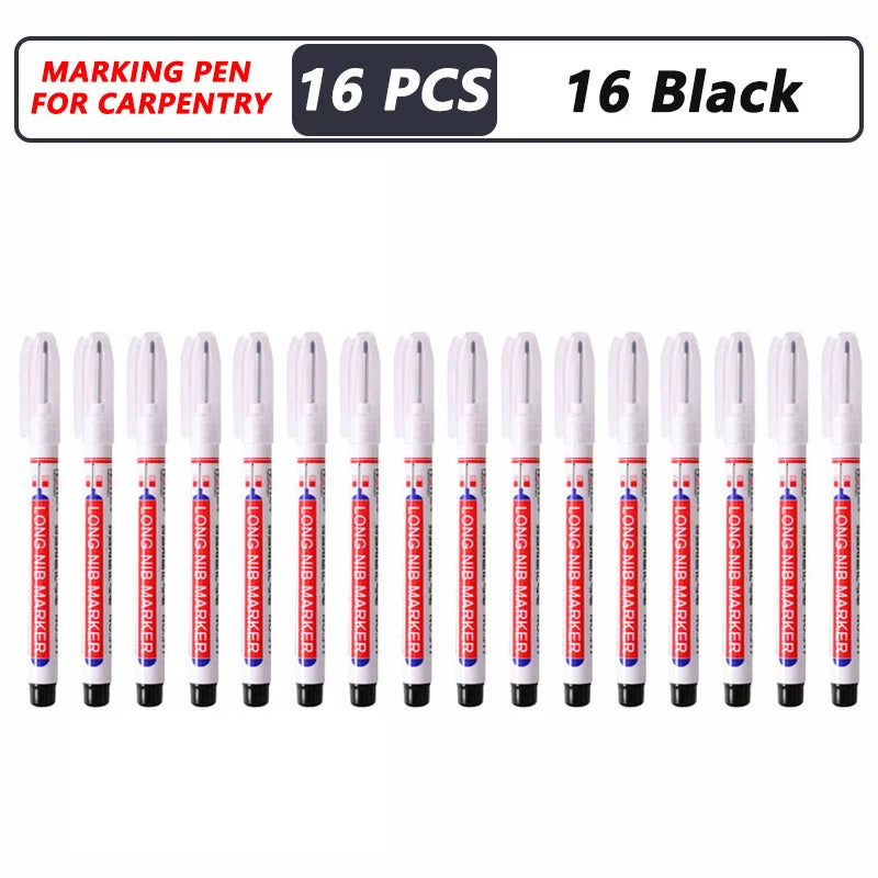 8Pcs/Set 20mm Deep Hole Long Nib Head Markers For Metal Perforating Pen Waterproof Bathroom Woodworking Decoration Multi-Purpose
