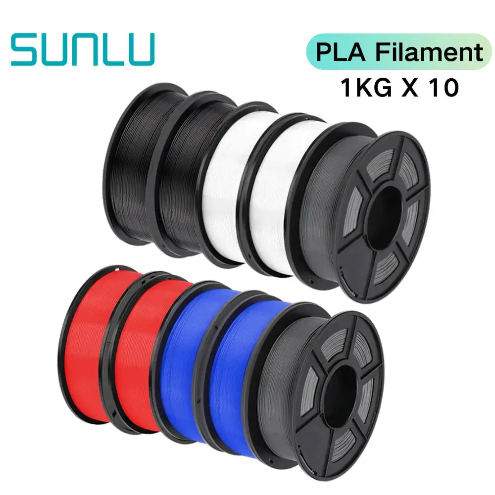 SUNLU PLA PETG PLA Plus Filaments 10 Rolls 3D Filament 1KG/roll 1.75mm 100% Filament Lines Up Neatly For 3D Printing From EU US