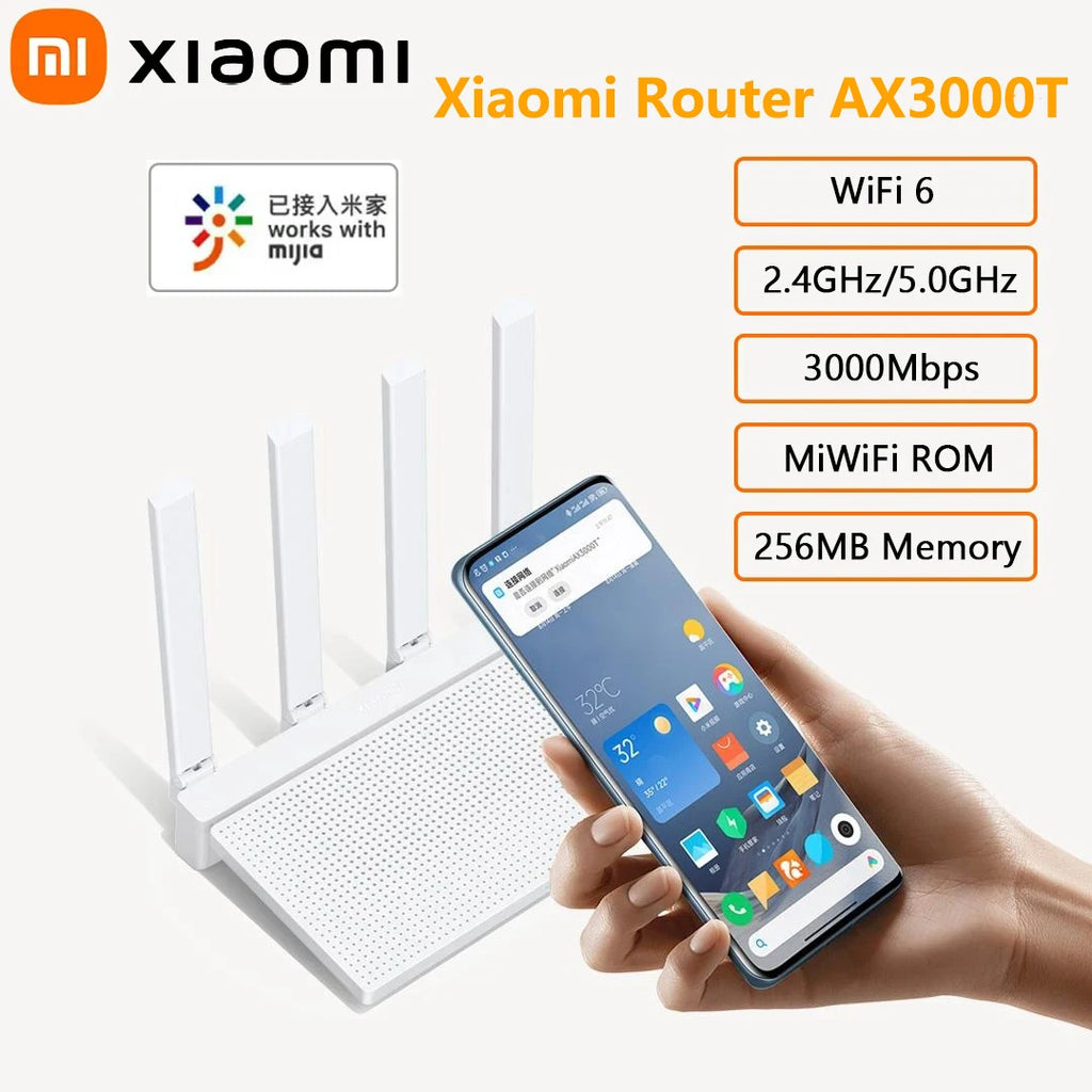 NEW Original Xiaomi AX3000T Router 5GHz 160MHz Broadband 1.3GHz Processor High Speed NFC Connection For Home Office Games CN
