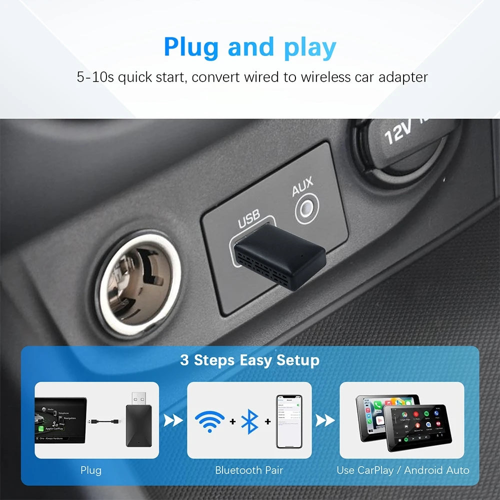 New 2in1 Wireless Android Auto Adapter Carplay Wireless Plug And Play For Renault Arkana Captur Clio MEGANE AUSTRAL ZOE E-Tech