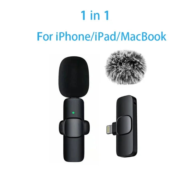 Mini Wireless Lavalier Microphone Windproof Wool Replaceable Lavalier Microphone for iPhone YouTube Vlog Audio Recording