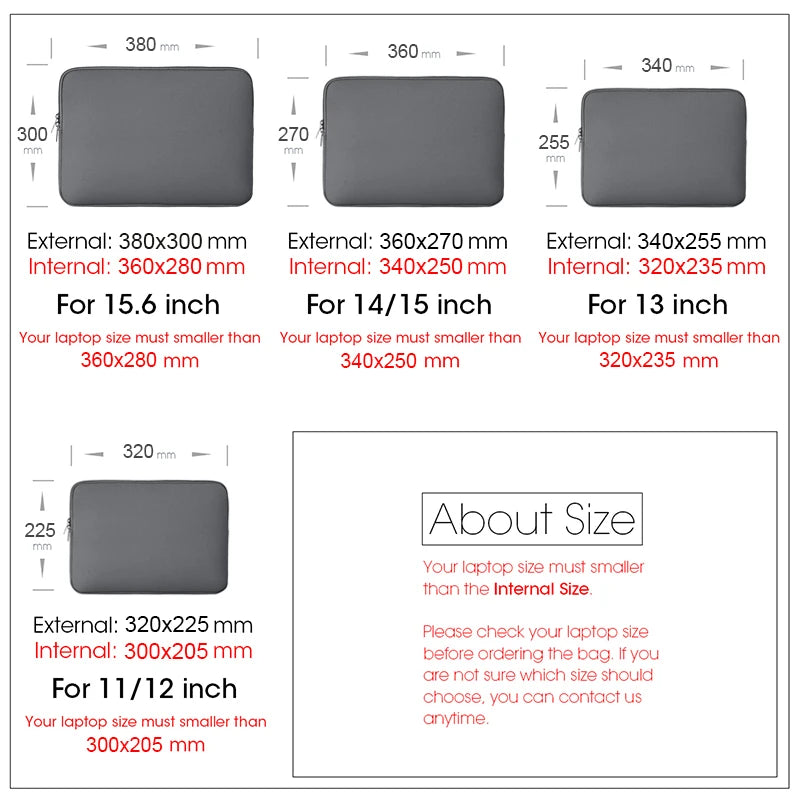 Portable Laptop Sleeve Bag Soft Cover 11 12 13 14 15 15.6 inch for Macbook Huawei Xiaomi Hp Dell Lenovo Notebook Accessories