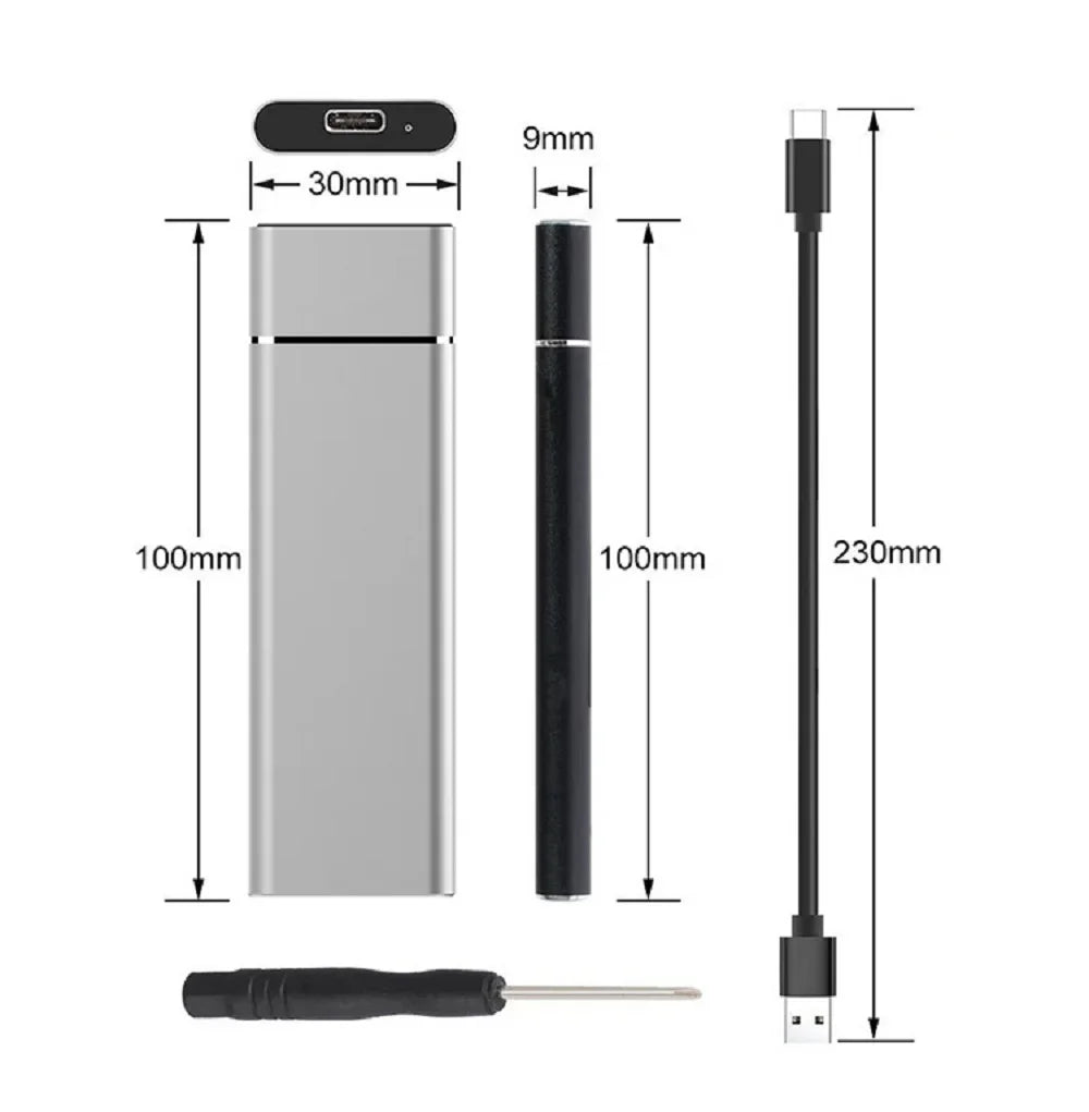 Aluminum Alloy M.2 HDD Enclosure Case Hard Drive Box B-KEY External Hard Drive Box USB C Interface Support SATA & NVME Protocol