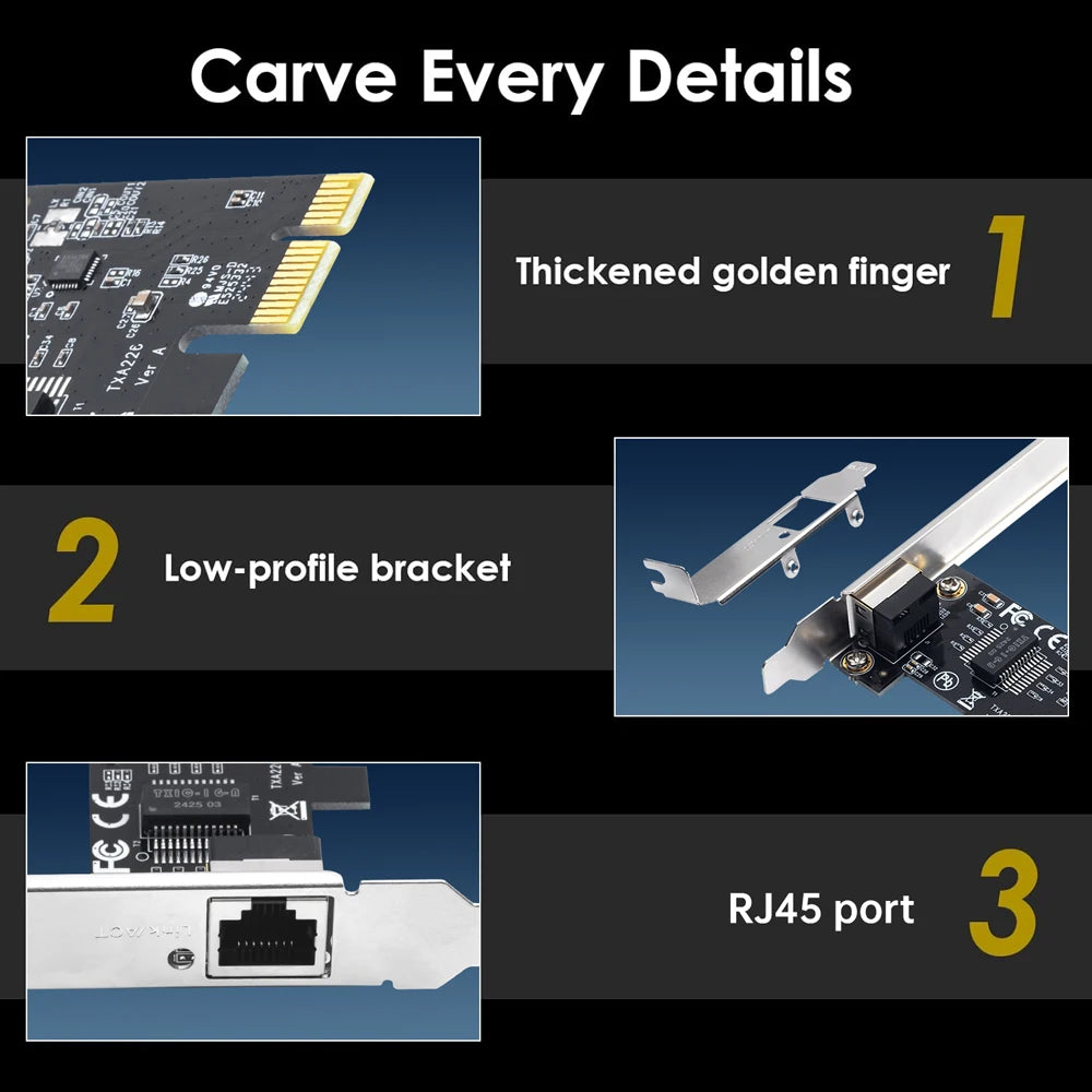 Gigabit Ethernet Network Card PCI-E to RJ45 1000Mbps Wired LAN Controller with RTL8111H Chipset PCIE Adapter for Desktop PC