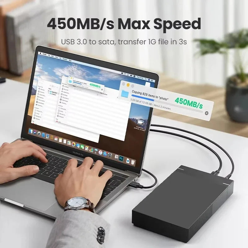 2.5/3.5 inch HDD Case USB3.0 Hard Drive Enclosure SATA to USB 3.0 External Hard Drive Reader 10TB Adapter for PC Laptop