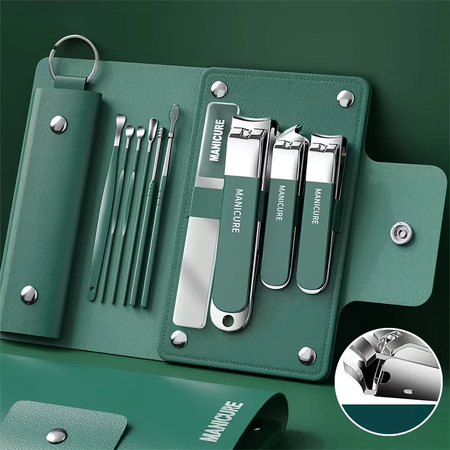 6-9 Pcs Manicure Set With Leather Case Professional Foot And Face Care Tool Kits Stainless Steel Nail Clipper Sets Gift