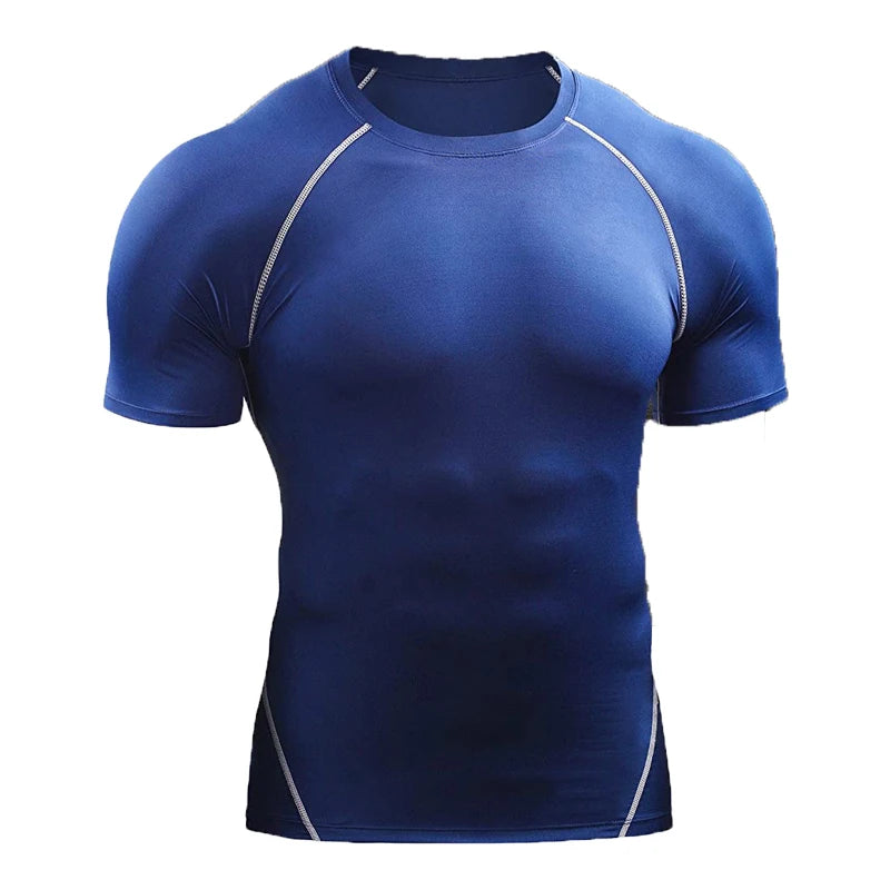 2025 Compression T Shirt Men Summer Sportswear Running T-shirt Elastic Quick Dry Sport Tops Tee Athletic Gym Workout Shirts Men