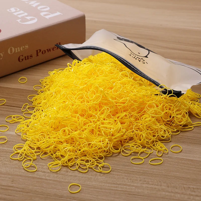 500/1000/2000pcs Girls Colourful Disposable Rubber Band Hair Ties Headband Children Ponytail Holder Bands Kids Hair Accessories