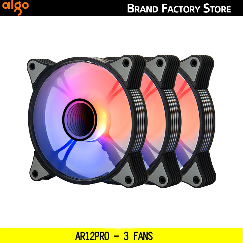 Aigo AR12PRO Computer Case Fan Ventoinha PC magnetic light bar 120mm RGB Fan 4pin PWM CPU Cooling Fan 3p5v Argb 12cm Ventilador