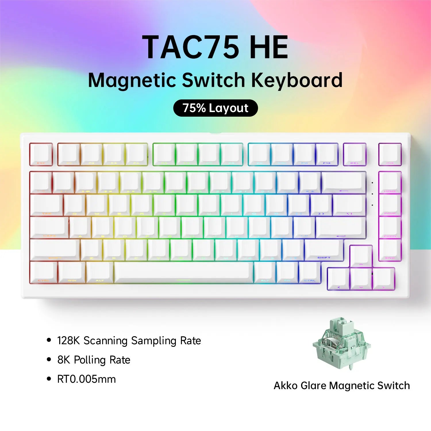 AKKO TAC75 HE Magnetic Switch Keyboard 75% Gaming Keyboards Rapid Trigger 0.005mm 8K RGB Wired Esports Custom Keyboard for Gamer