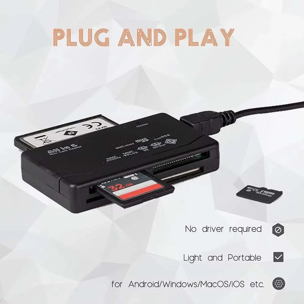 480Mbps All In One Memory Card Reader USB 2.0 External Cardreader SD SDHC Mini Micro M2 MMC XD CF Reader For MP3 Digital Camera