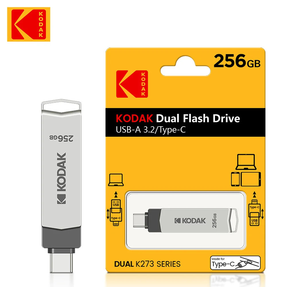 Kodak k273 high-speed USB flash drive 3.2 interface Type-C mobile phone computer dual-use 32G-256G storage USB flash drive 128G