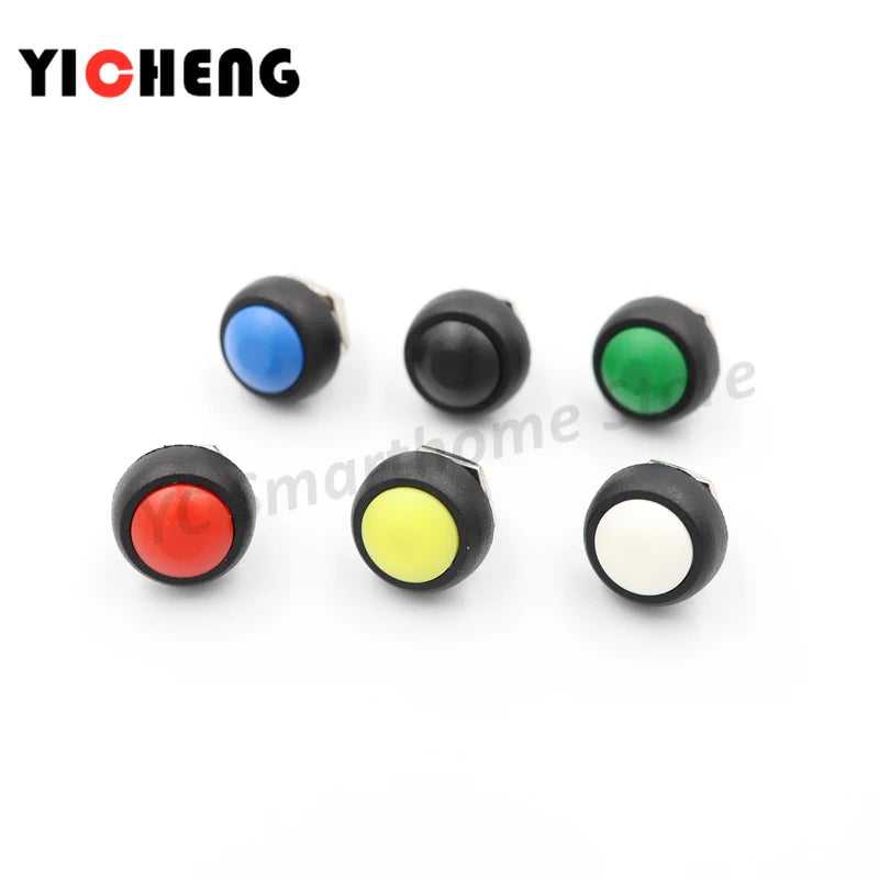 6Pcs PBS-33B push button switch 12MM small waterproof self-reset switch Round power lock-free reset switch spherical