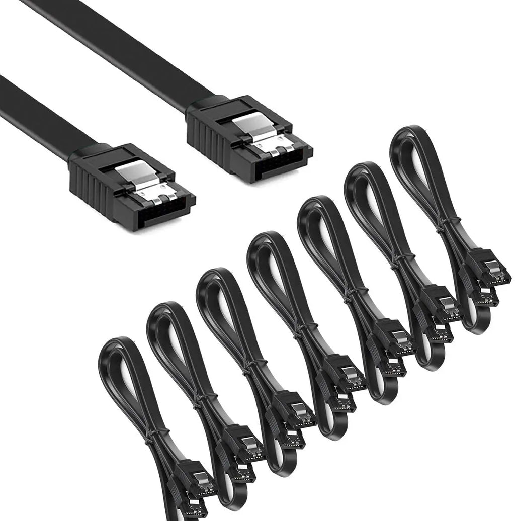 12-Pack SATA Data Cable 90 Degree Right Angle SATA III 6.0 Gbps Cable Black with Locking SATA Cable For HDD SSD CD DVD Drives