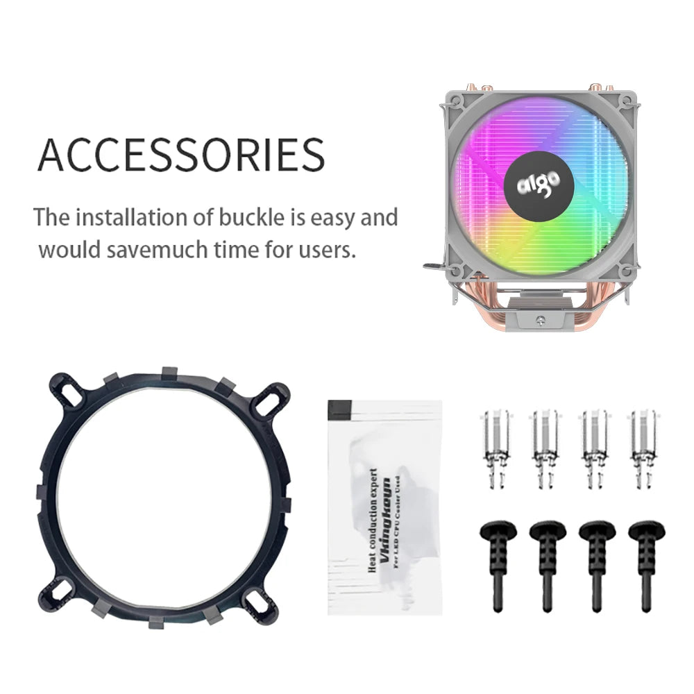 Aigo ICE CPU Cooler 2 4 6 Heat Pipes PC Radiator PWM 3PIN 90mm CPU Cooling Silent Rgb Fan For Intel 1700 1150 1156 1366 1155 AMD