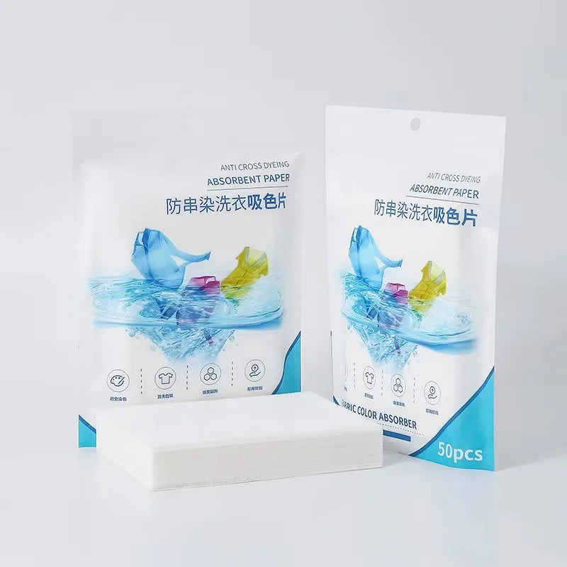 50 PCS/Bag Laundry Tablets Color Absorption Anti-Staining Sheets Anti-String Mixing Washing Accessories Long-lasting Fragrance