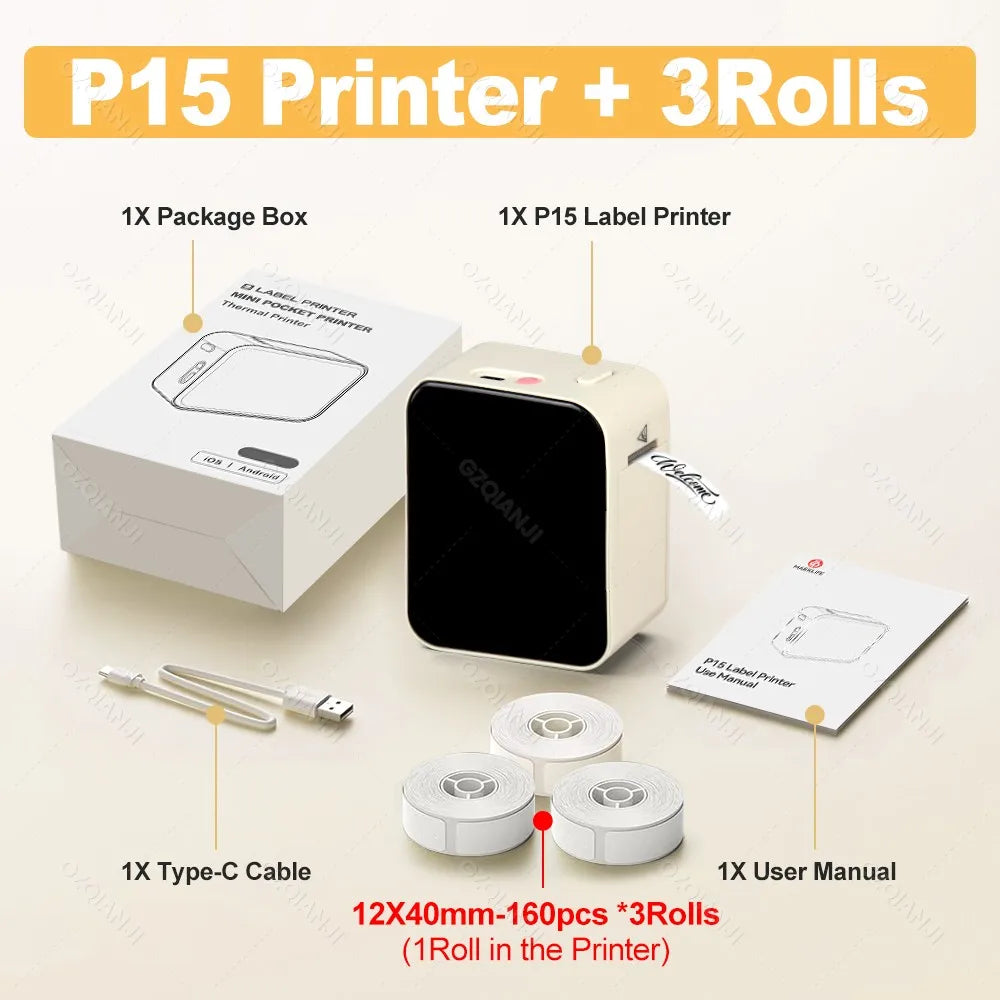 Marklife P15 Wireless Bluetooth Label Printer Portable Thermal Printer Similar as D11 D110 D101 Label Machine Mini Label Maker