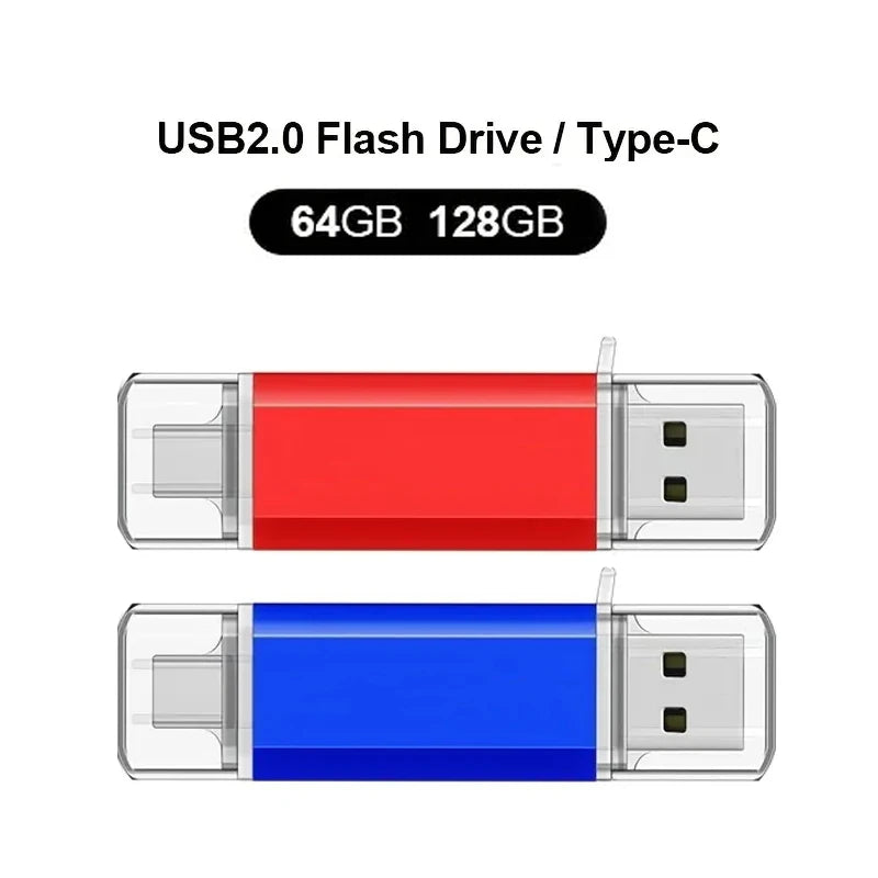 NEW Type-C 2 in 1 OTG 128GB 64GB Pendrive High Speed USB Flash Drive OTG Pen Drive 64GB 128GB 2 in 1 Type C OTG USB Flash Drive