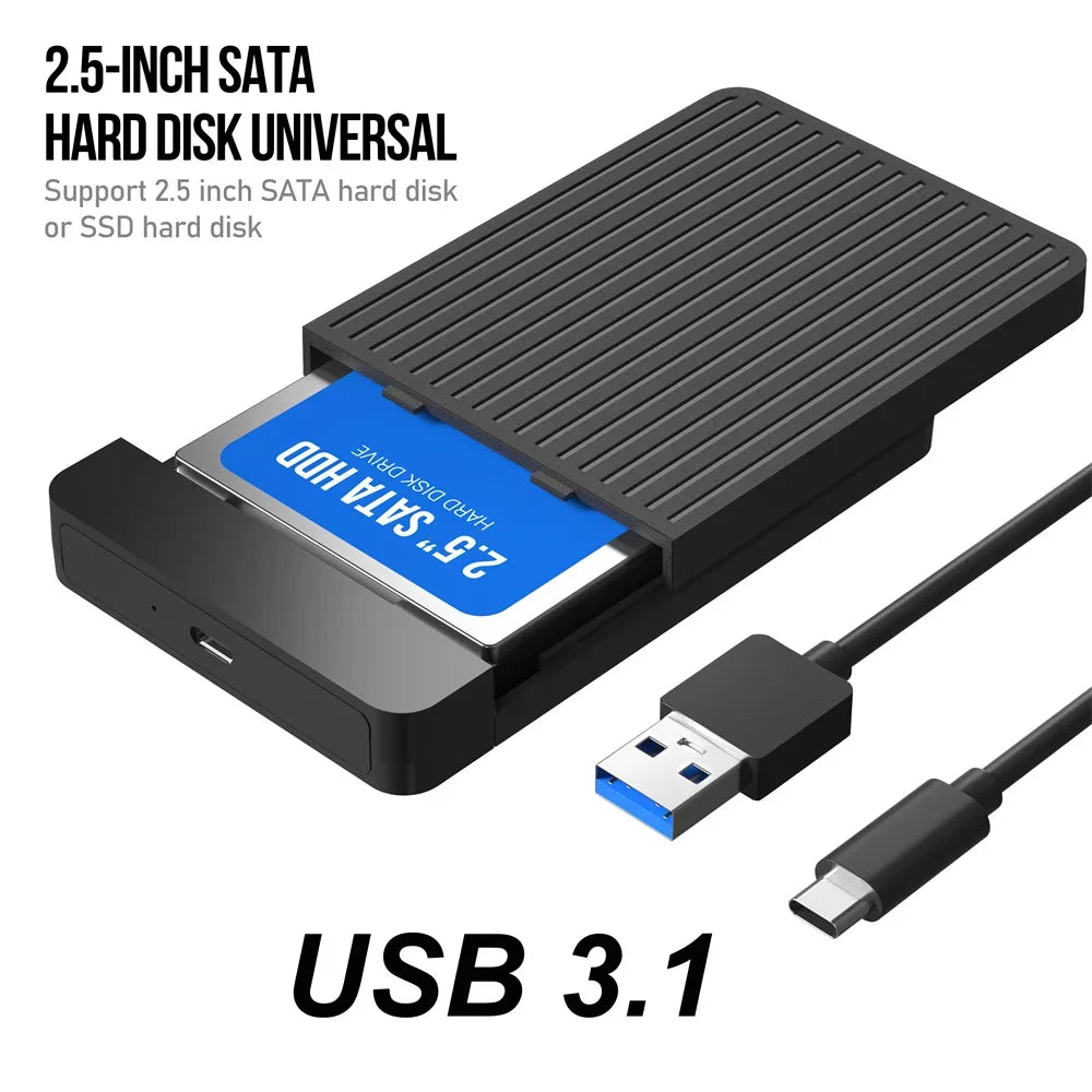 2.5 HDD/SSD Case SATA to USB 3.1/3.0 Adapter Case 6gbps HD External Hard Drive Enclosure Box for Disk HDD Type USB-C Enclosure