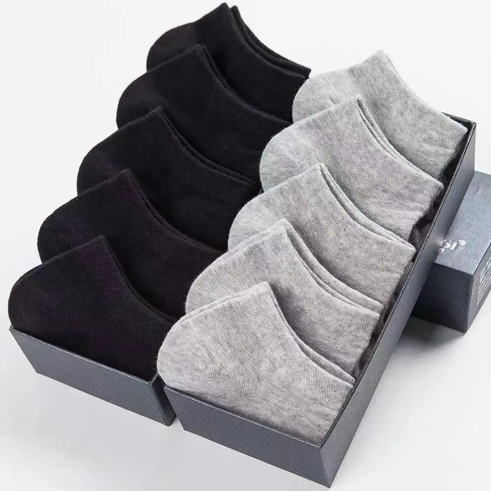 50/30/20/10/5Pcs/ Men's Socks Spring Summer Thin Breathable Soft Polyester Cotton Socks Black Casual Business Ankle Boat Socks S