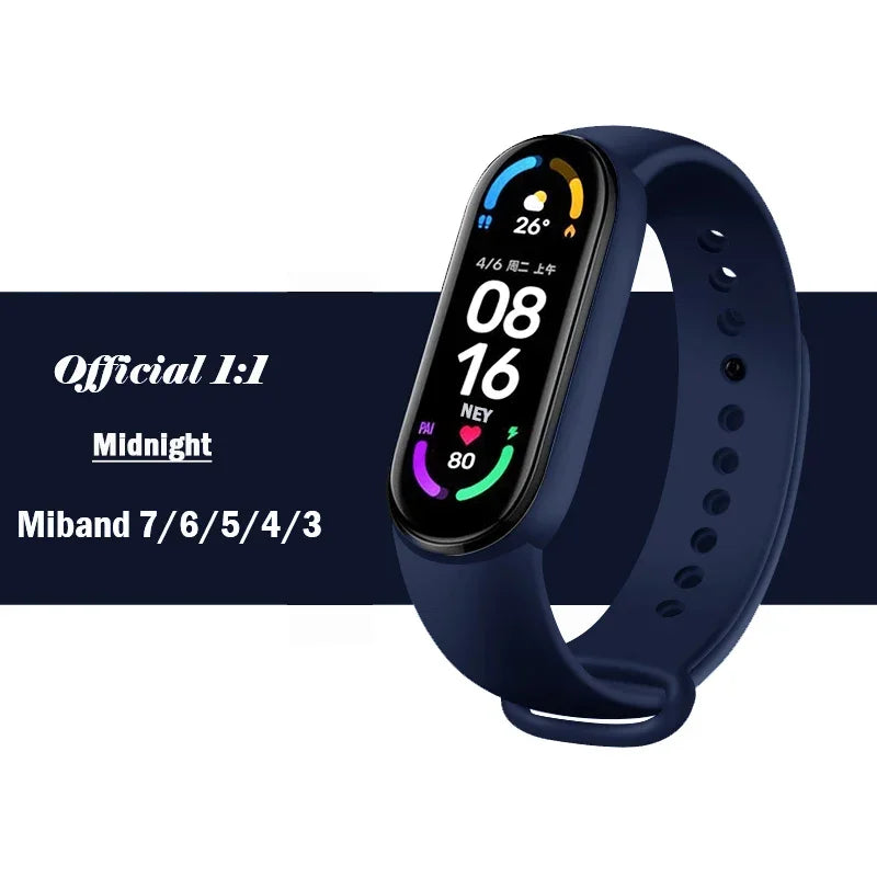 official Silicone Strap For Xiaomi Mi Band 4 5 6 7 Bracelet Sport Watch Wristband Miband4 miband7 Correa Mi band 3 4 5 6 7 Band
