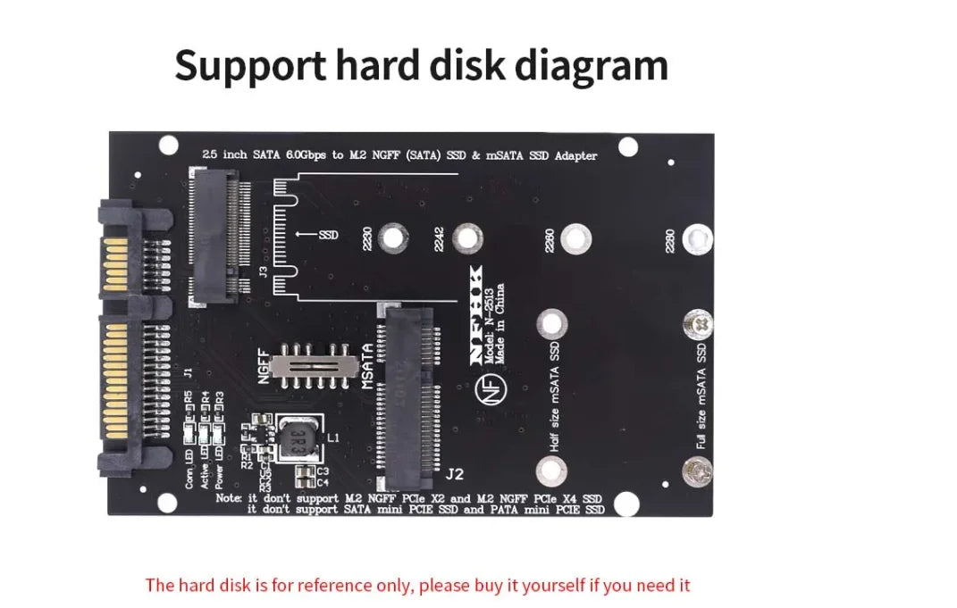M.2 NGFF Msata SSD To SATA 3.0 2.5 Adapter M2 PCI SSD Converter Riser Card For PC Laptop Add On Card up to 6Gps