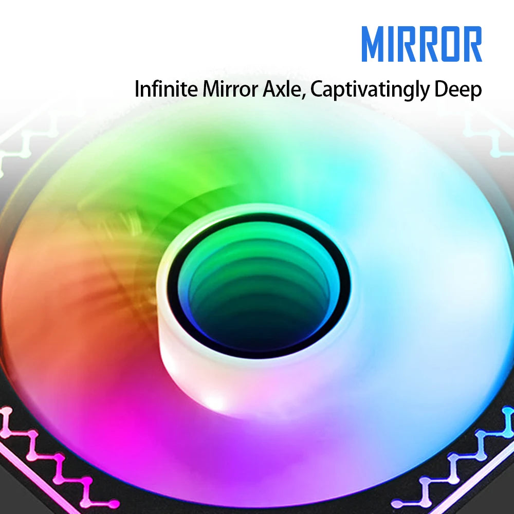 aigo Air12s PC Case Fan 12cm 4Pin 5V 3Pin ARGB Cyclic Mirror Light Effect PWM CPU 120mm Cooling Fan infinite space ventilador